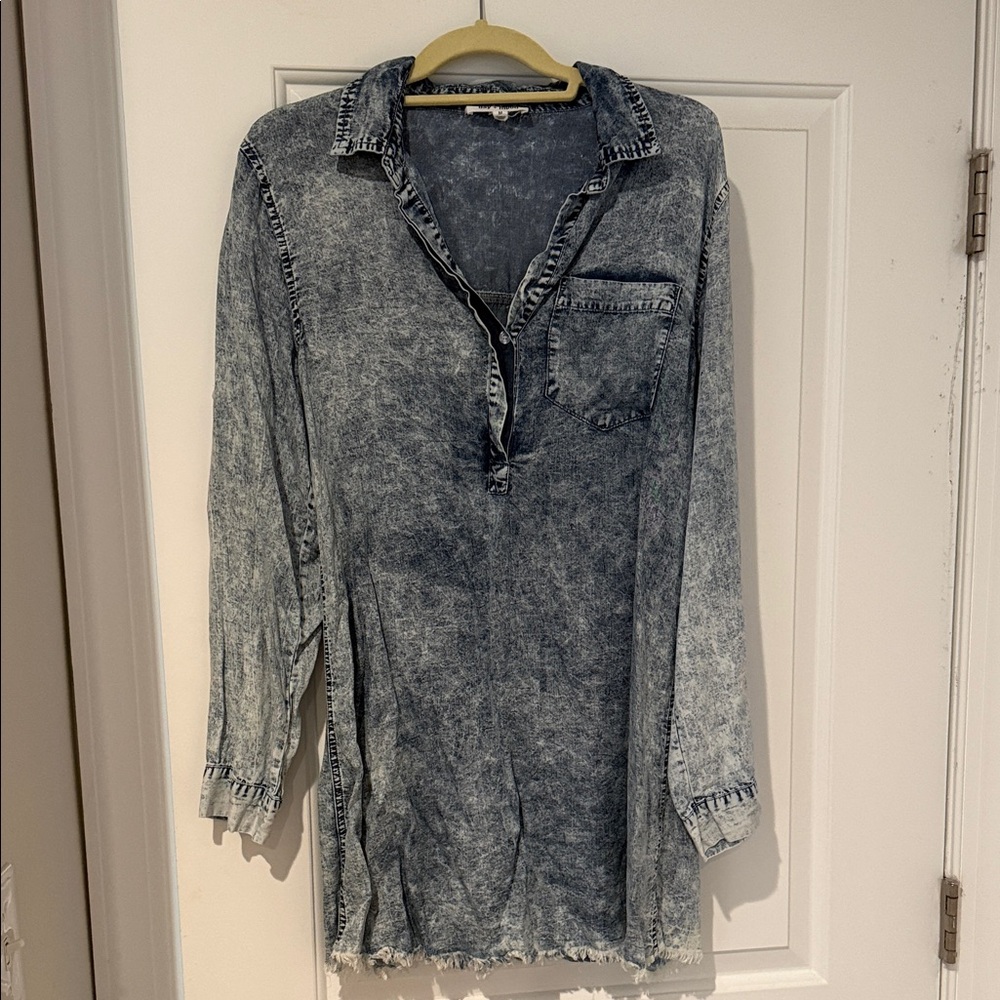 Denim Long Sleeve Shirt Dress